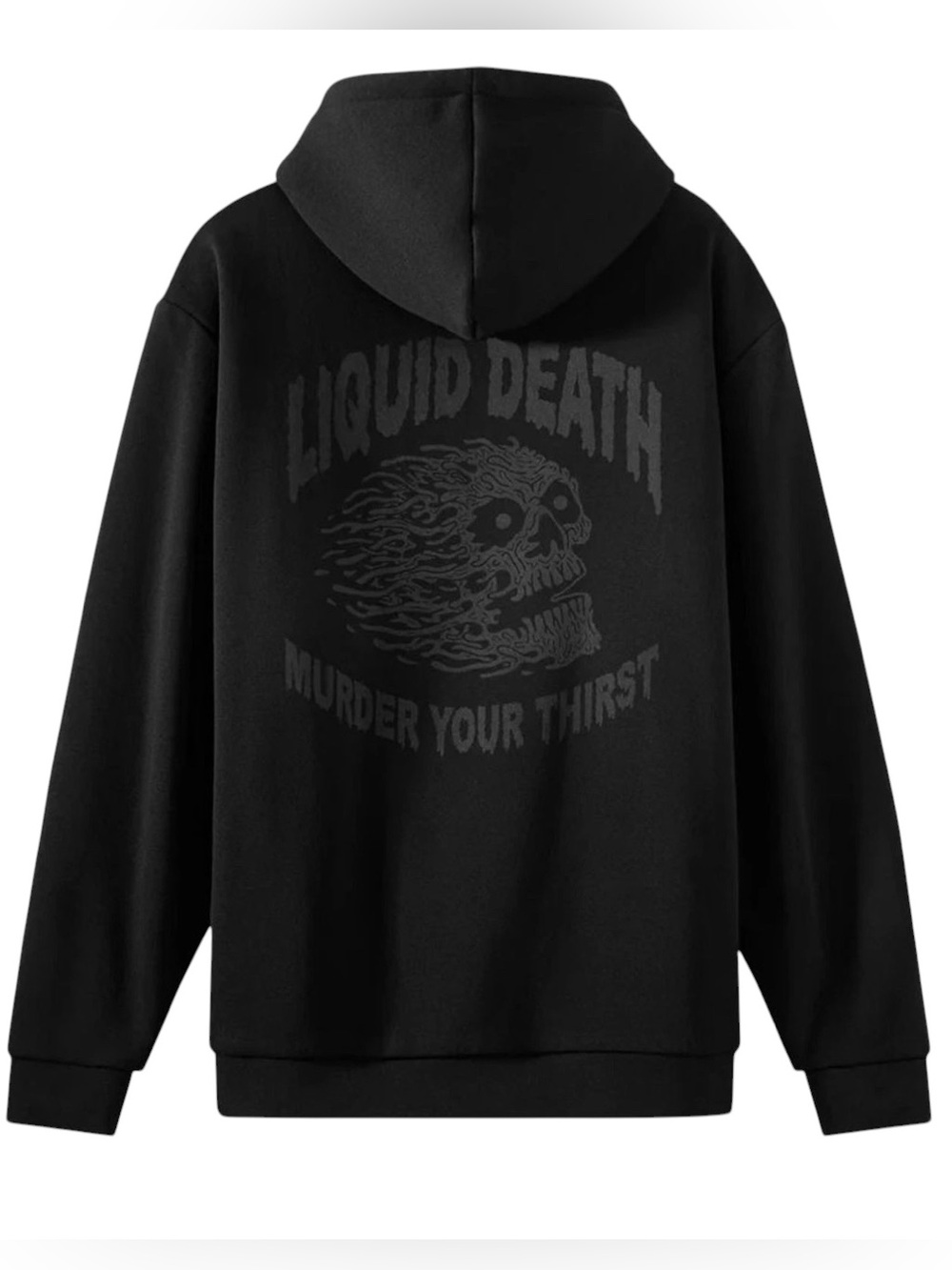 Liquid Death Instant Death Sherpa Hoodie Jacket Size XL Black Hooded Sweatshirt